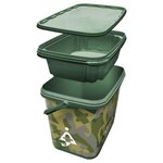 Bait-Tech 8L Square Camo Bucket with Insert Tray